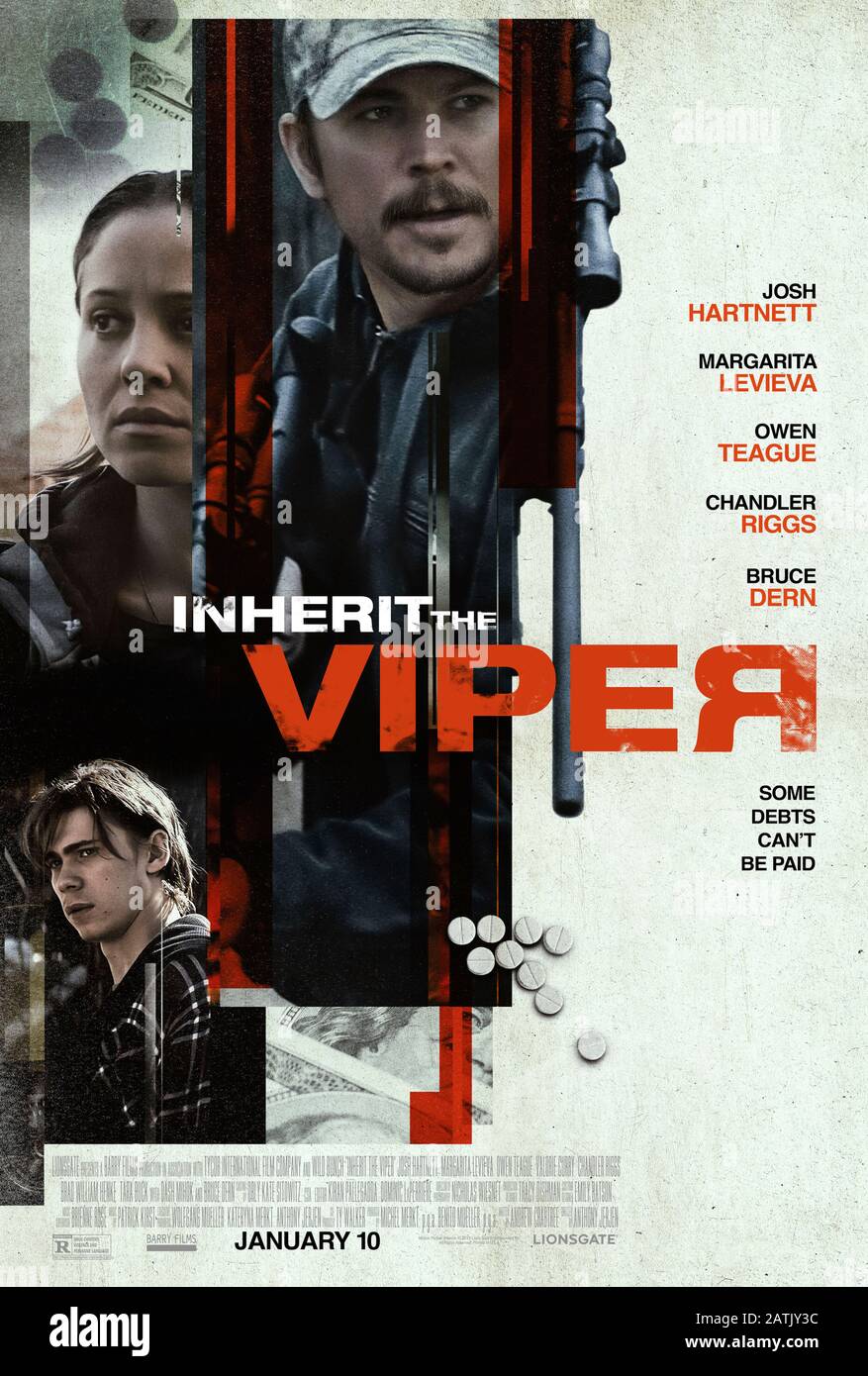 Hériter du Viper (2019) réalisé par Anthony Jerjen et avec Josh Hartnet, Margarita Levieva et Bruce Dern. Thriller gritty environ 3 revendeurs d'opiacés dans les Appalaches pris dans une spirale de violence vers le bas. Banque D'Images