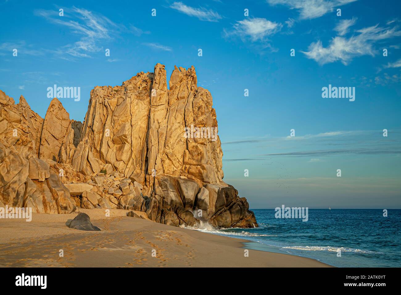 Falaise de roche de granite à Land's End, Solmar Beach, Cabo San Lucas, Baja California Sur, Mexique Banque D'Images