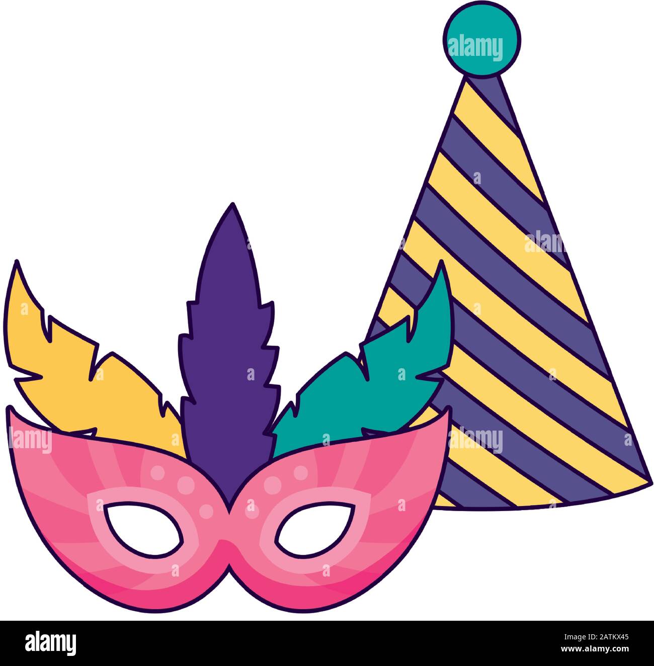 Chapeau et masque, fête de fête joyeux anniversaire anniversaire  anniversaire surprise anniversaire et thème décoratif illustration  vectorielle Image Vectorielle Stock - Alamy
