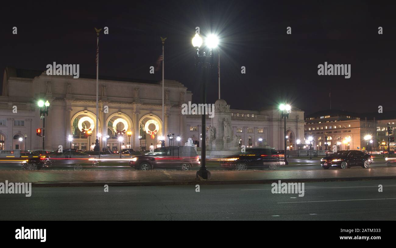 Union Station à Washington DC avec décorations de Noël Banque D'Images
