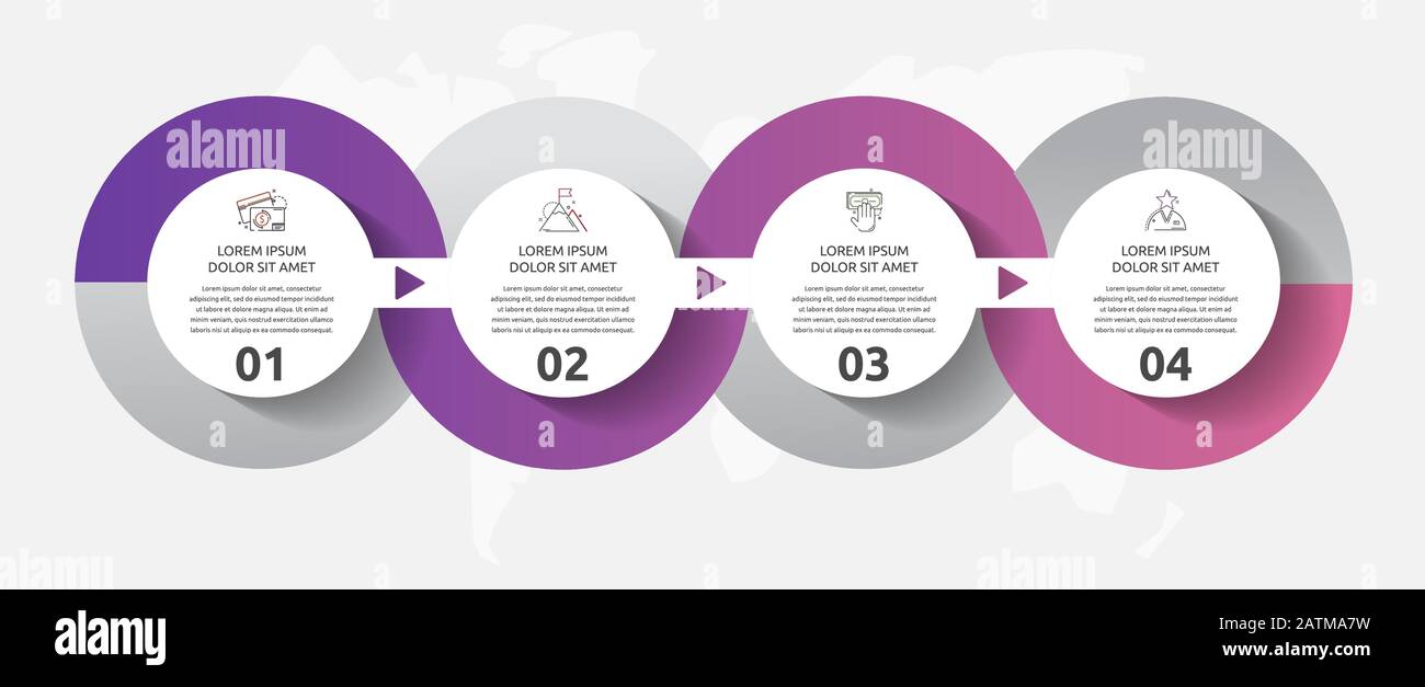 Modèle vectoriel infographie. cercle Concept d'affaires avec 4 options et pièces. Quatre étapes pour le contenu, organigramme, timeline, les niveaux Illustration de Vecteur