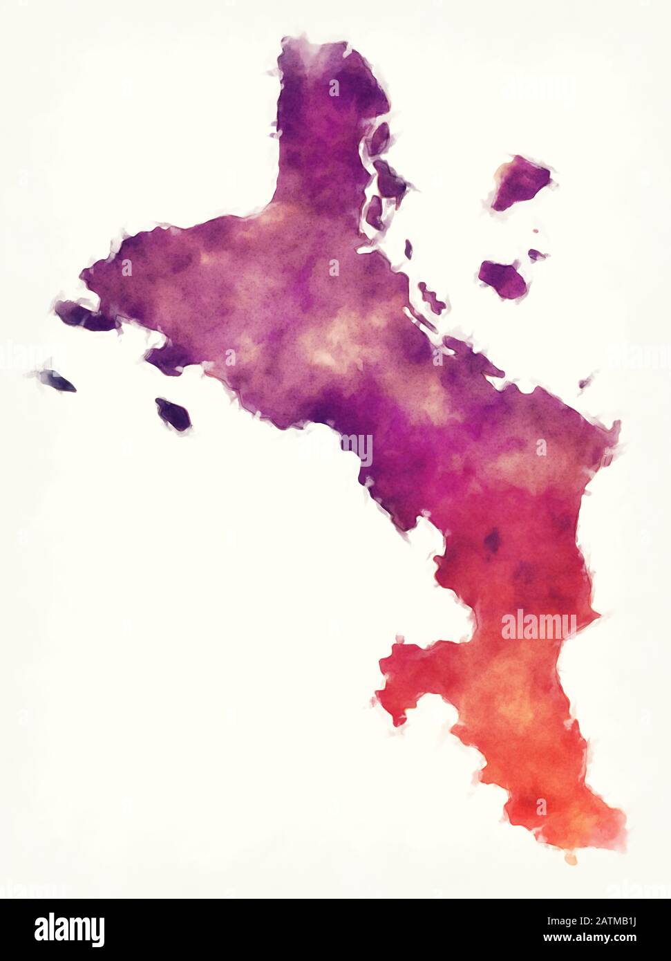 Carte des aquarelles de l'île Mahe des Seychelles Banque D'Images