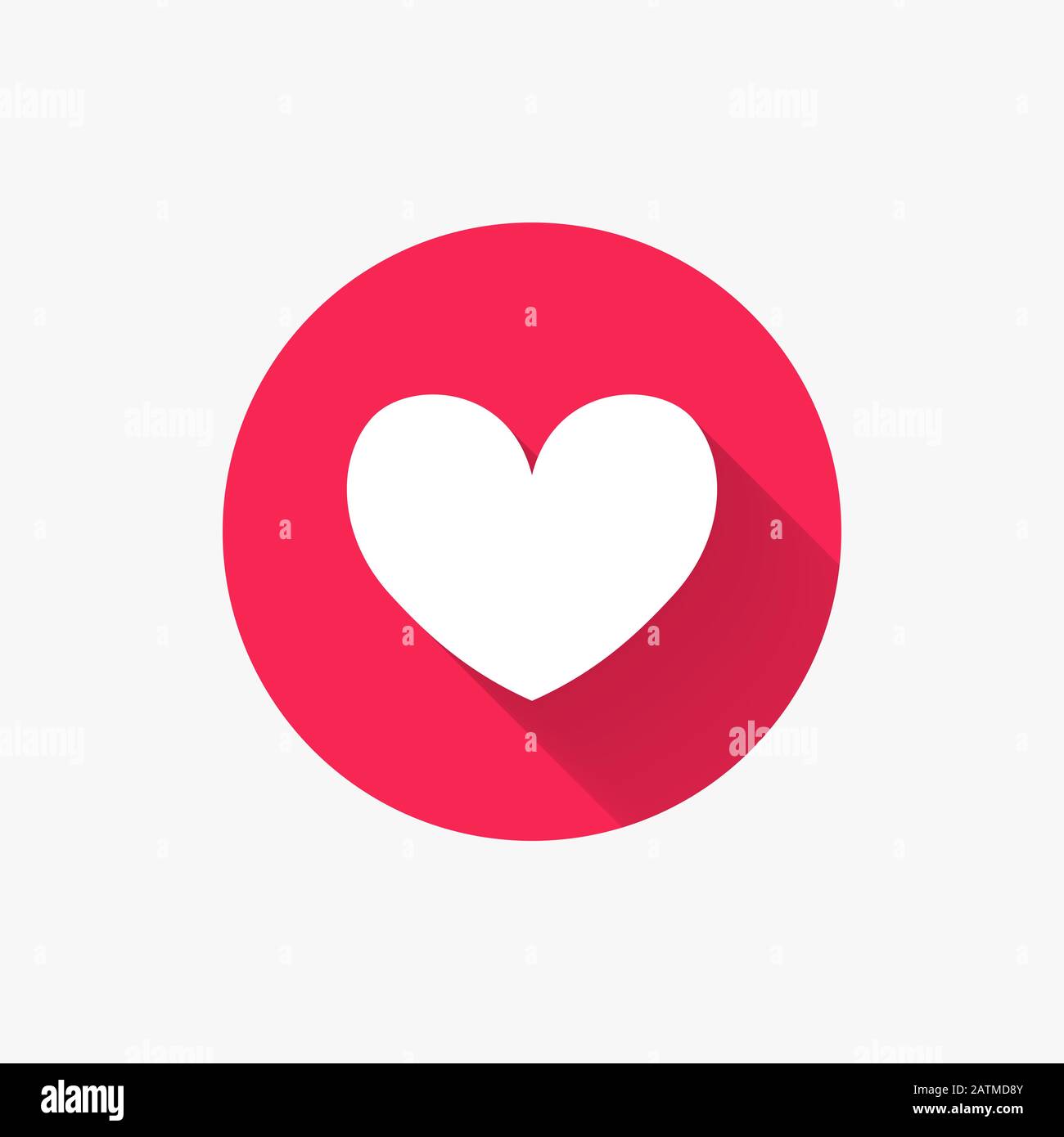 Icône coeur plat. Symbole vectoriel pour l'amour, le mariage, la Saint-Valentin ou tout autre design romantique. Signe de cercle moderne avec une ombre longue pour les médias sociaux ou ap Illustration de Vecteur