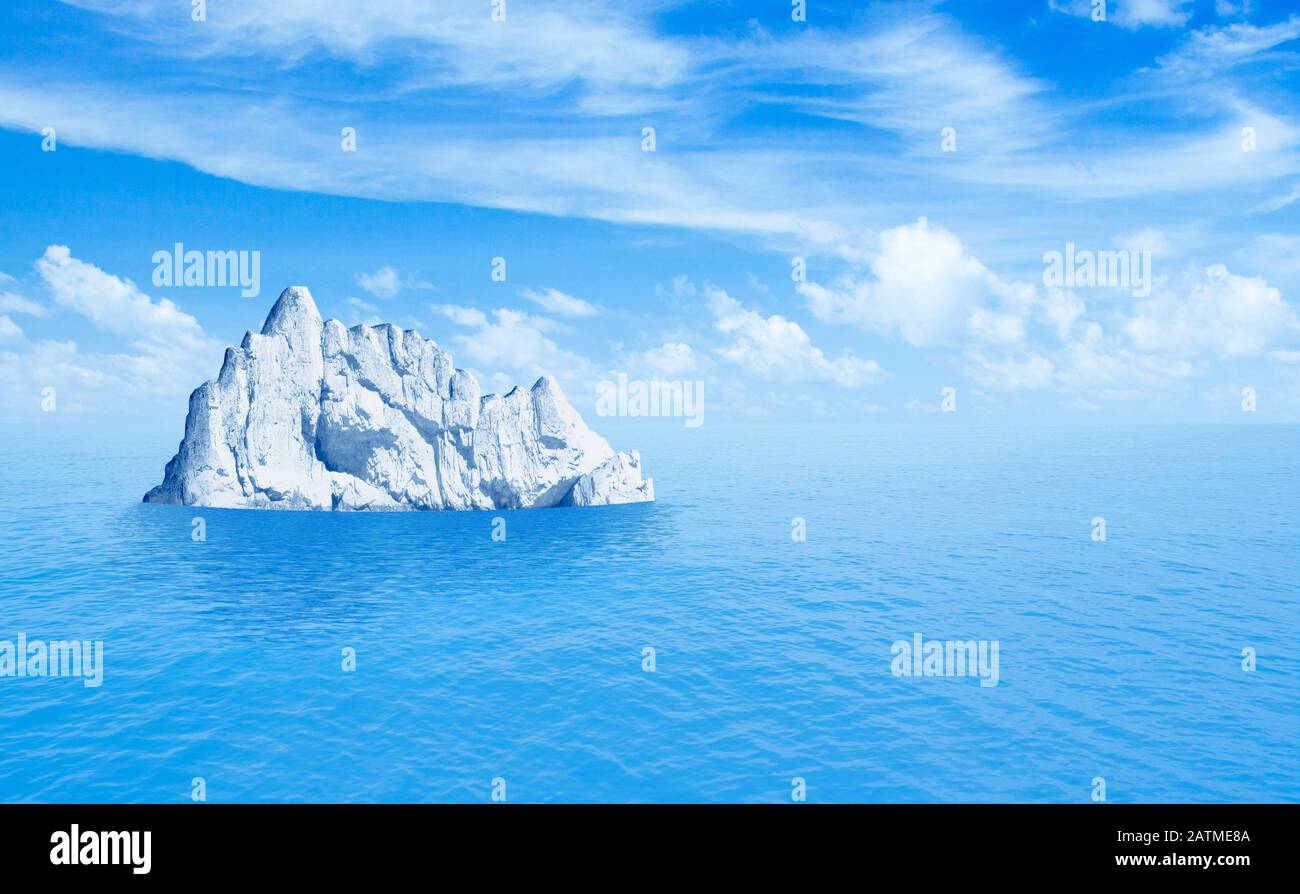 Iceberg dans l'océan. illustration tridimensionnelle. Banque D'Images