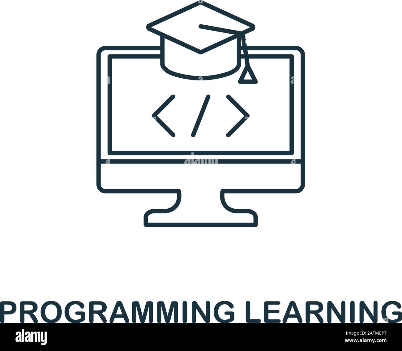 Icône de la ligne apprentissage de programmation. Style de conception fin de la collection d'icônes de programmateur. Icône d'apprentissage de programmation simple pour les infographies et les modèles Illustration de Vecteur