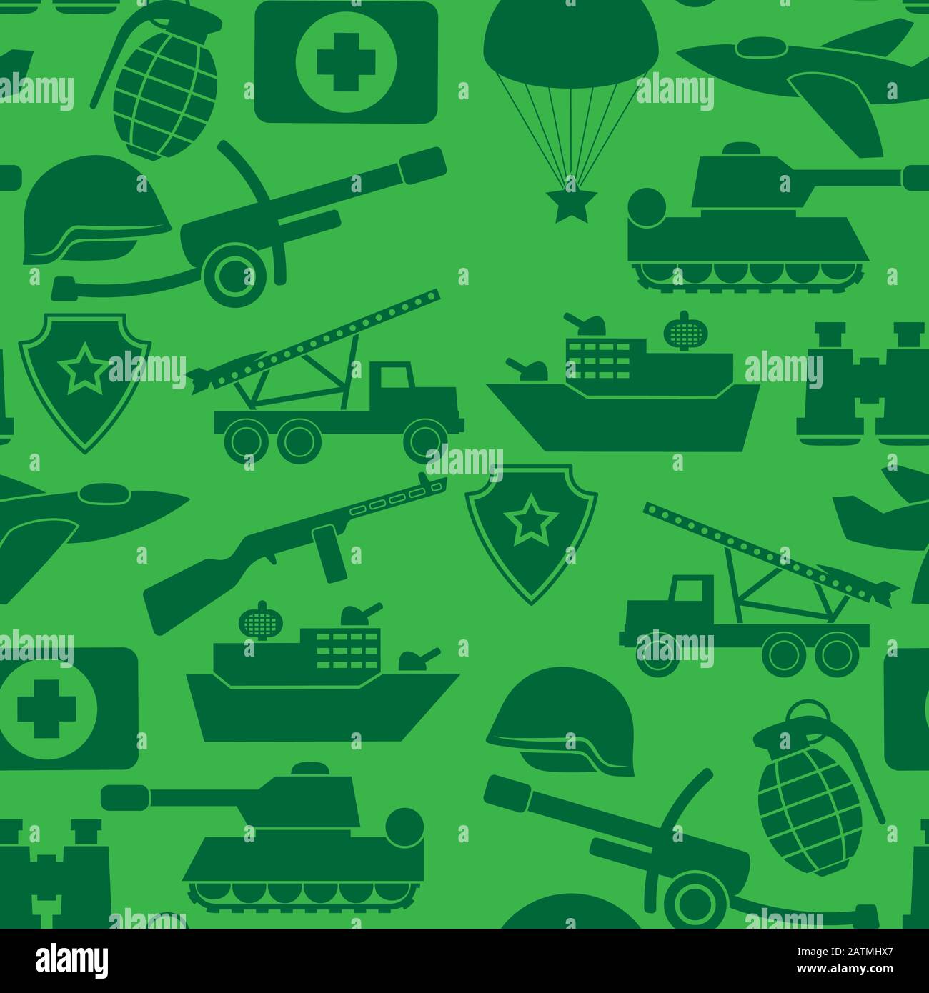modèle transparent d'icônes militaires dans des silhouettes vertes. Image vectorielle Illustration de Vecteur