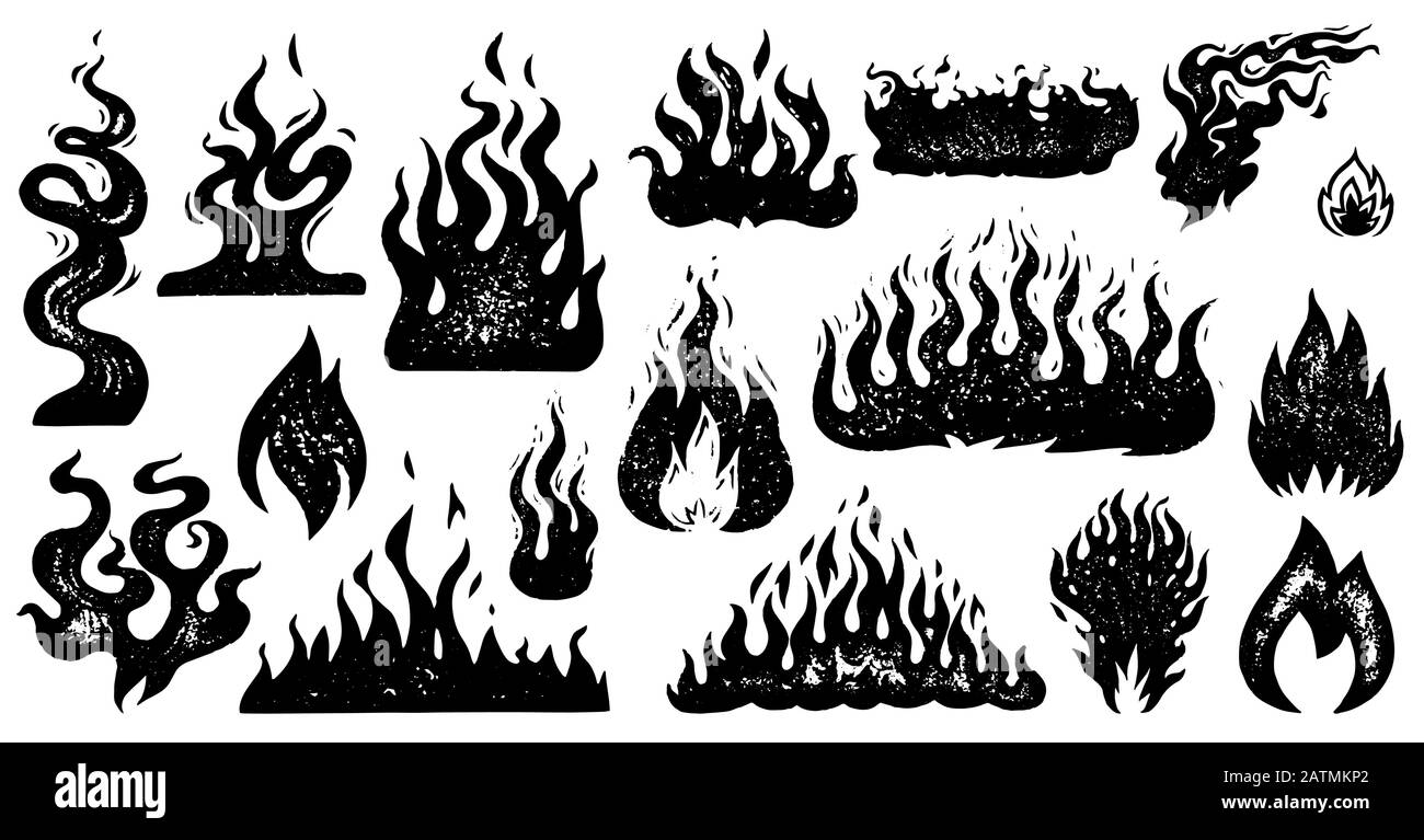 dessin-de-la-flamme-banque-d-images-noir-et-blanc-alamy