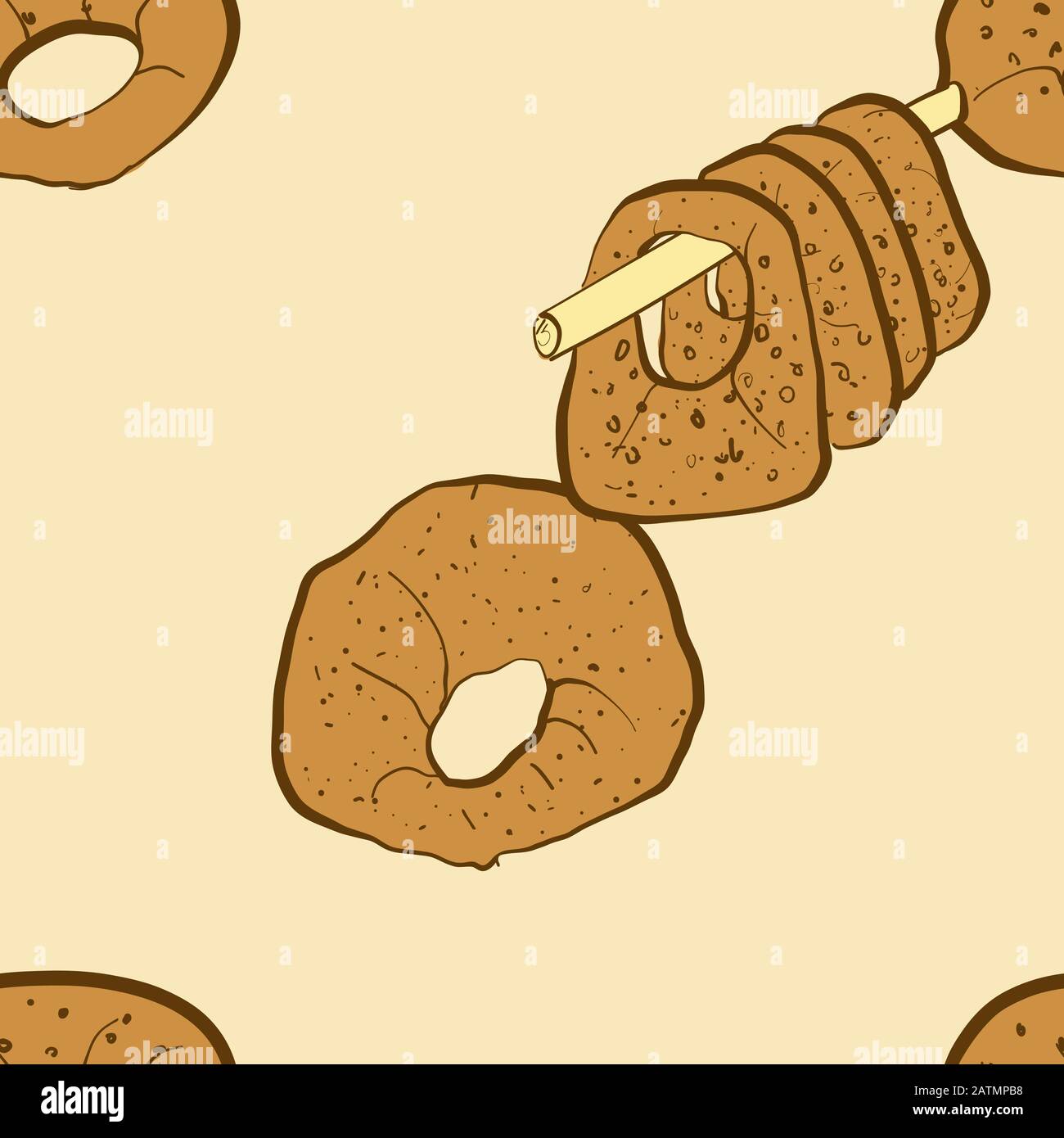 Motif sans couture de pain Kaak esquissé. Utilisable pour le papier peint ou la décoration de toute taille. Illustration Vectorielle Dessinée À La Main Illustration de Vecteur