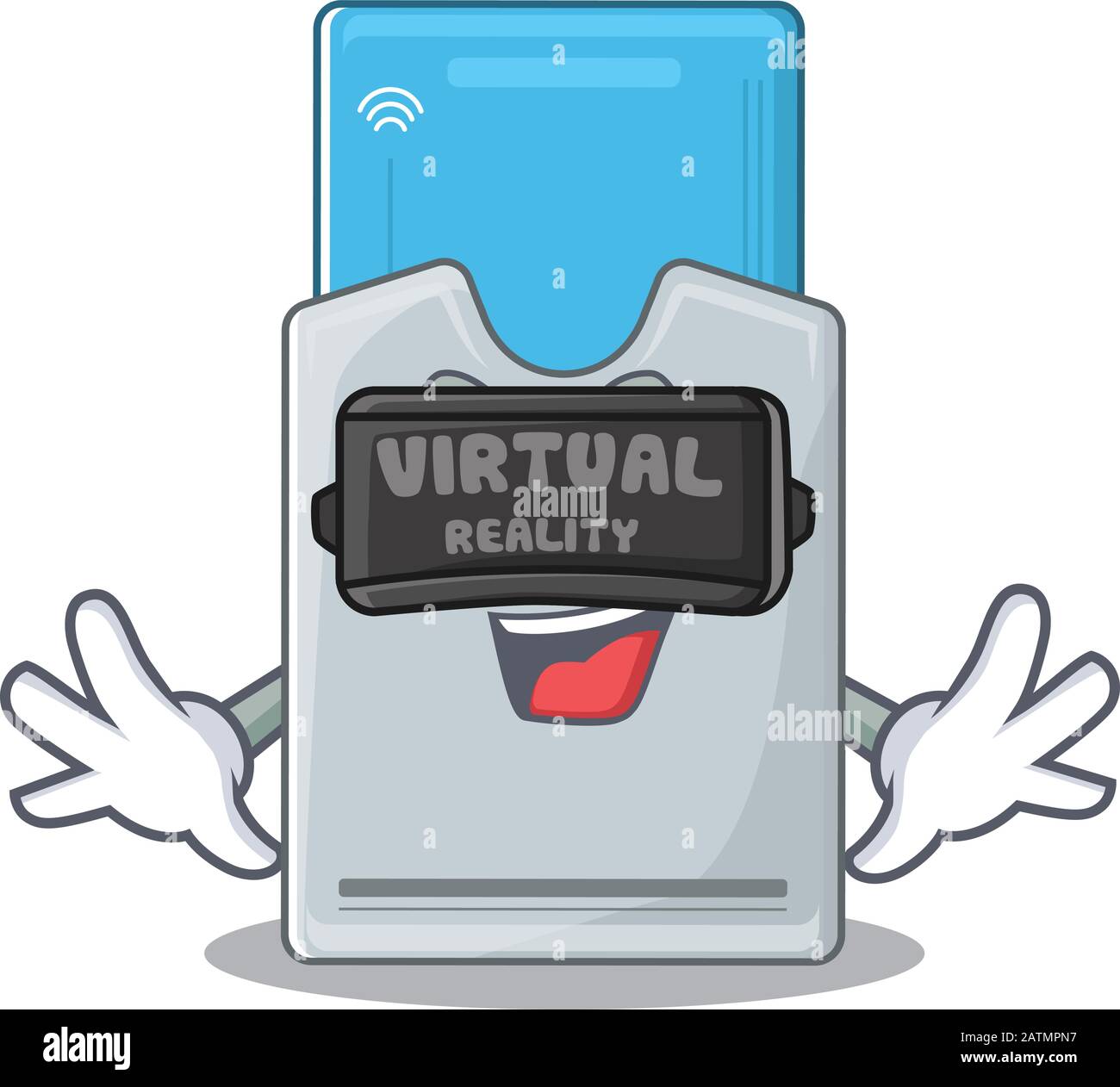 Personnage de carte-clé tendance portant un casque Virtual Reality Illustration de Vecteur