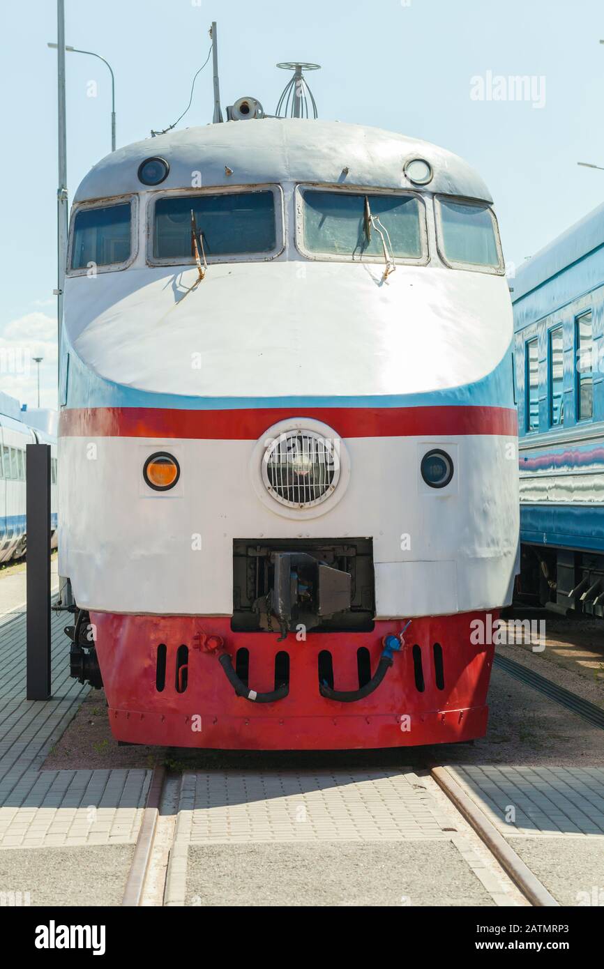 Cabine de locomotive électrique à grande vitesse, vue avant Banque D'Images