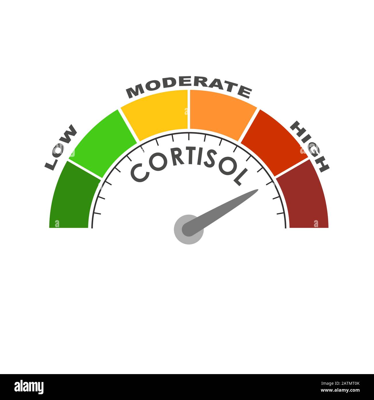 Échelle de mesure du taux de cortisol hormonal. Illustration du concept de soins de santé. Illustration de Vecteur