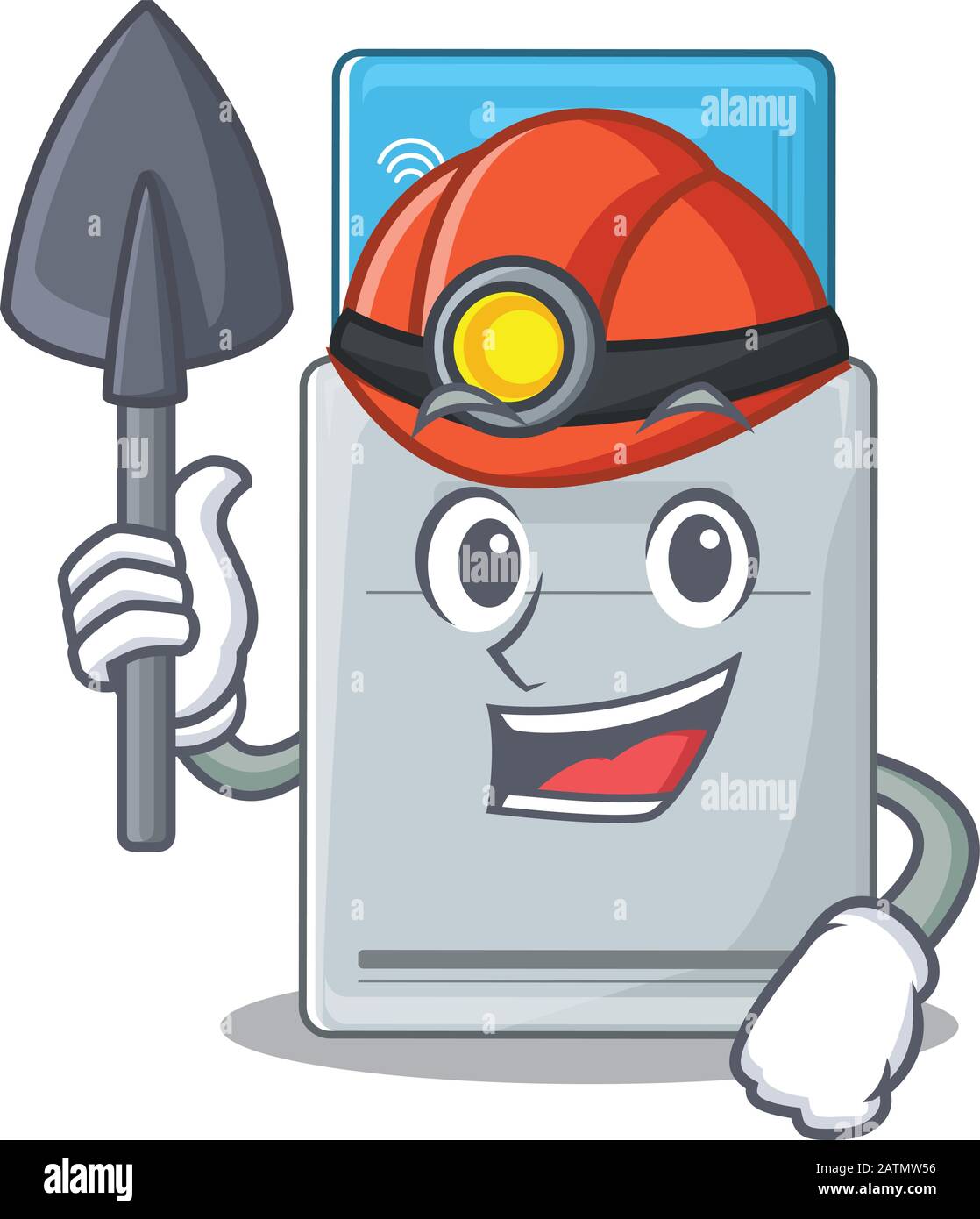 Motif personnage de dessin animé avec carte-clé Miner intelligente et sympa Illustration de Vecteur
