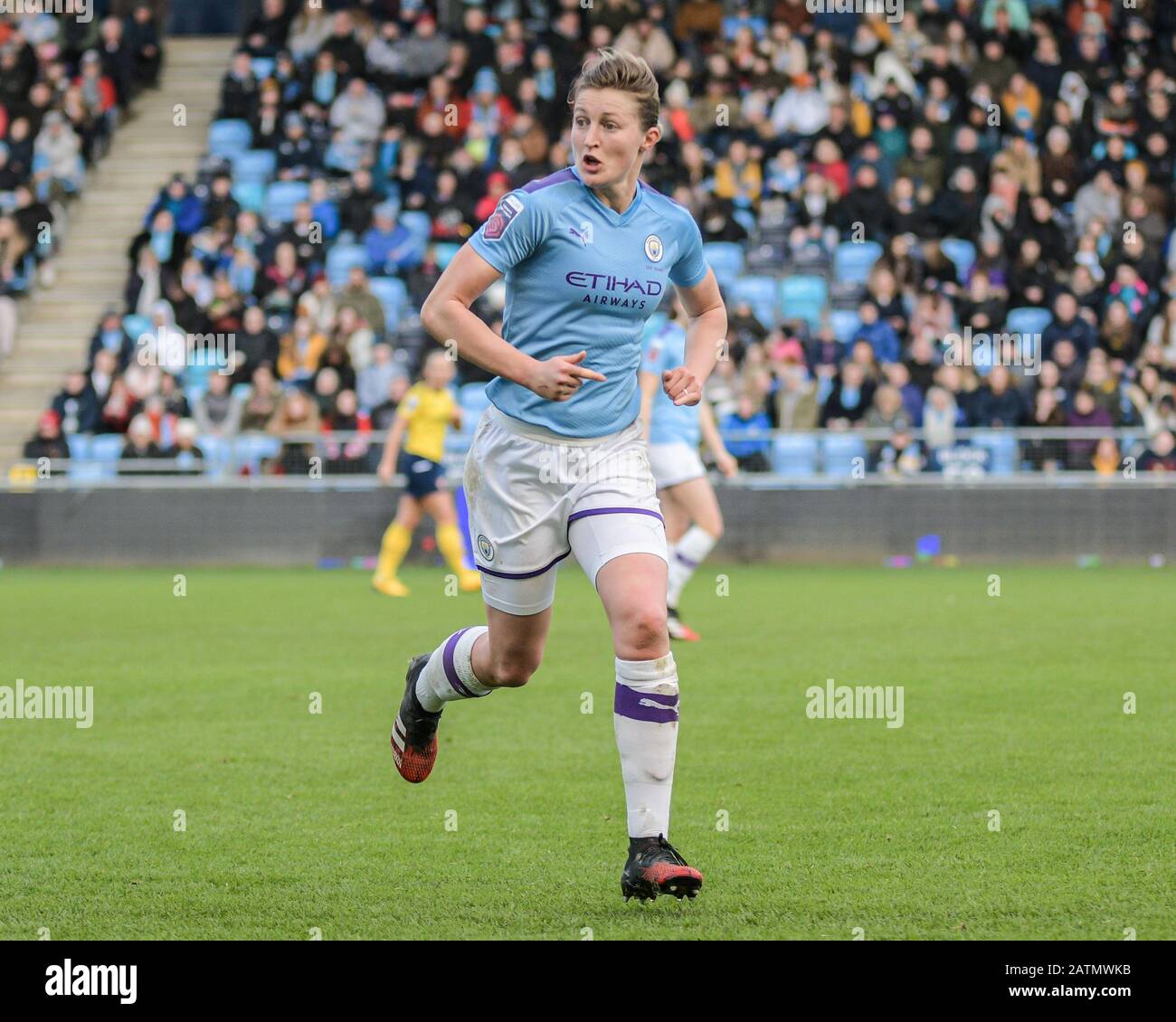 Manchester, ANGLETERRE - FÉVRIER 02: Ellen White de Manchester City WFCduring Barclays pour Femme match de Super League entre Manchester City et Arsenal à Banque D'Images
