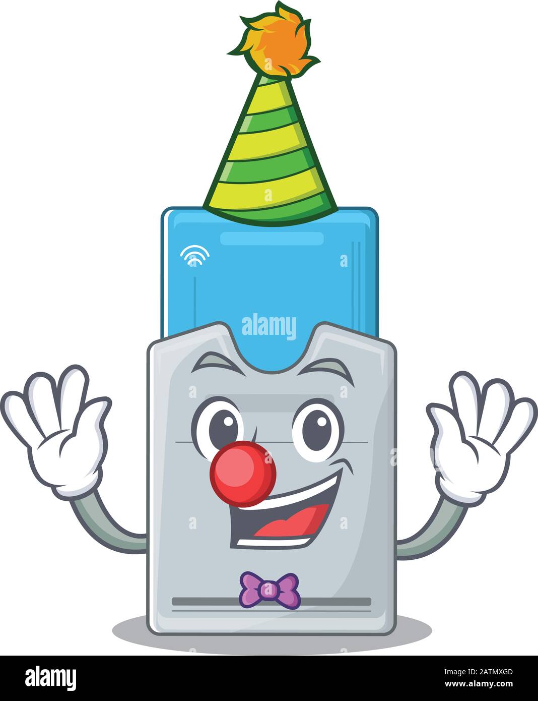 Drôle Clown carte-clé dessin animé de mascotte de personnage Illustration de Vecteur