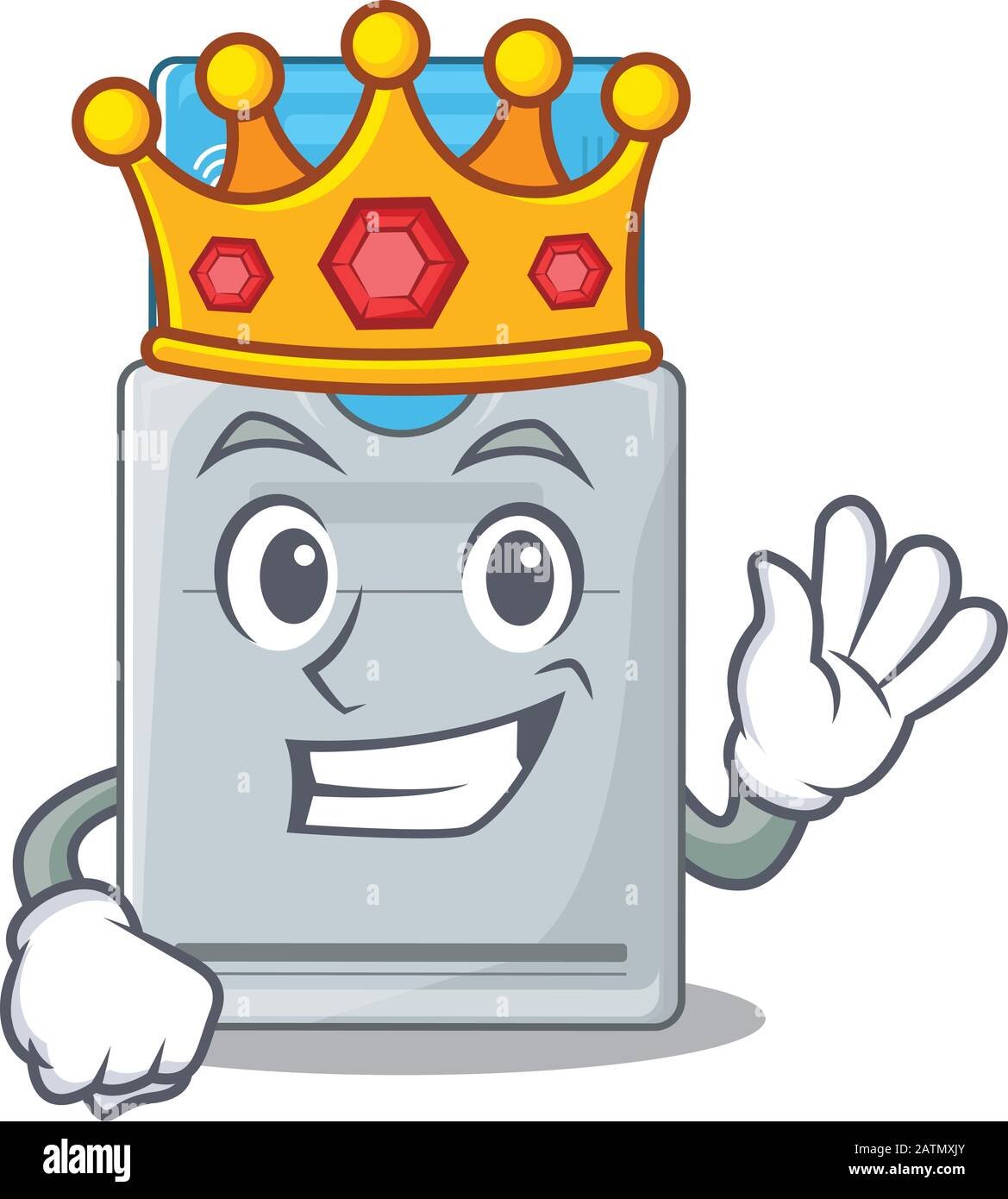 Une superbe carte-clé stylisée de style King sur la mascotte de dessin animé Illustration de Vecteur