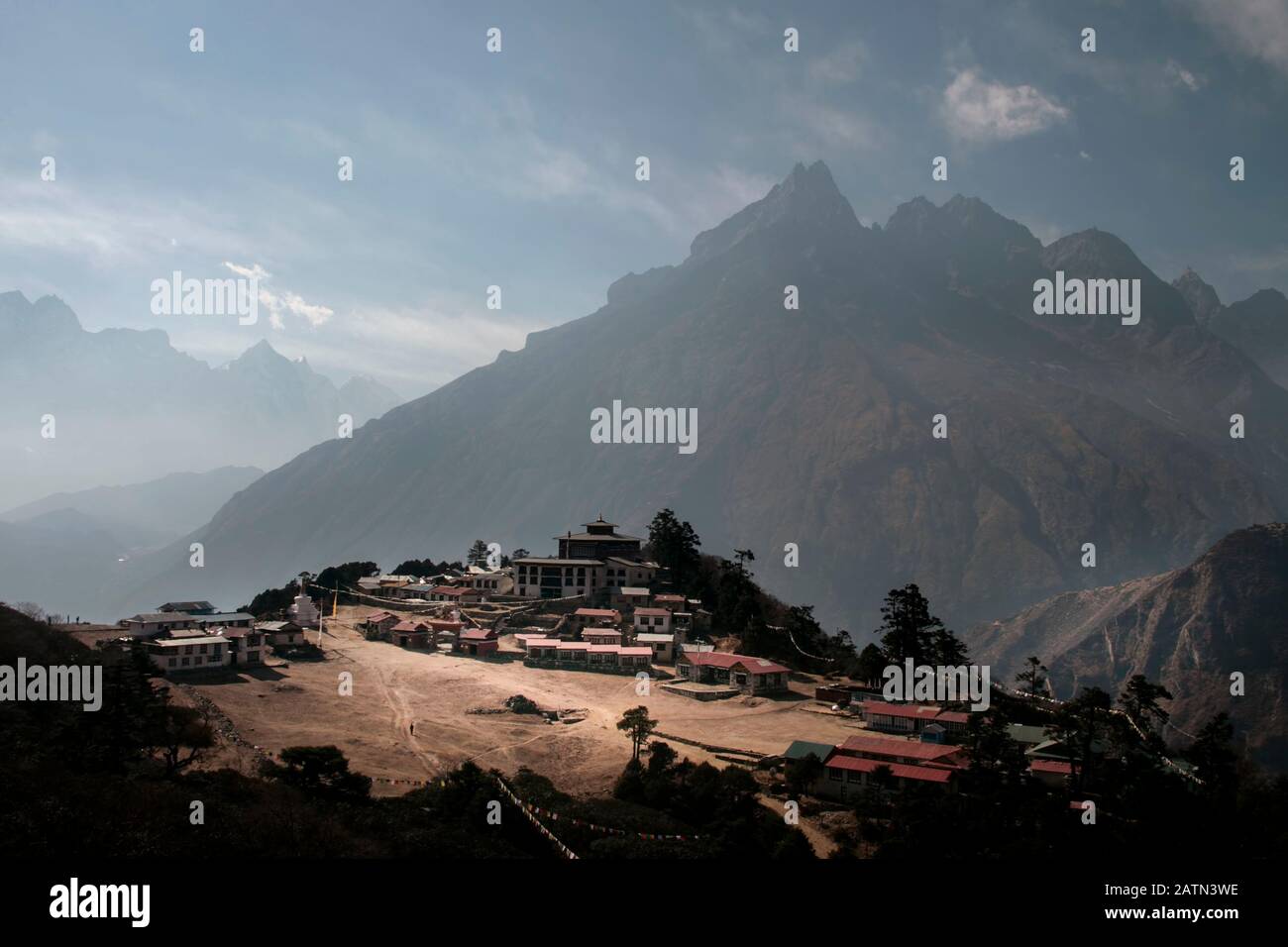 Village de Tengboche dans la région de l'Everest Banque D'Images Village de Tengboche dans la région de l'Everest Banque D'Images