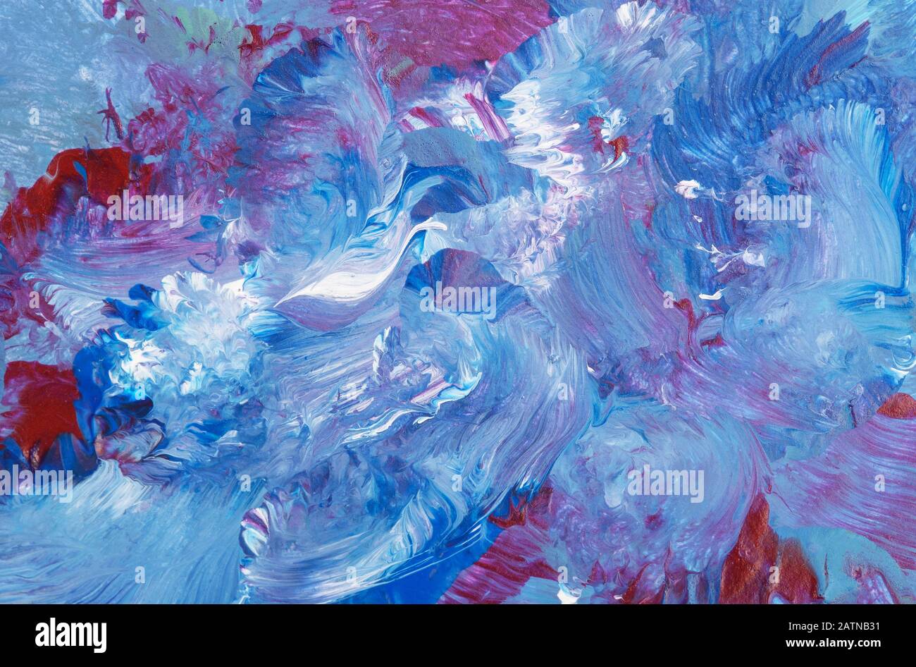 Fond acrylique bleu, rouge et blanc Banque D'Images