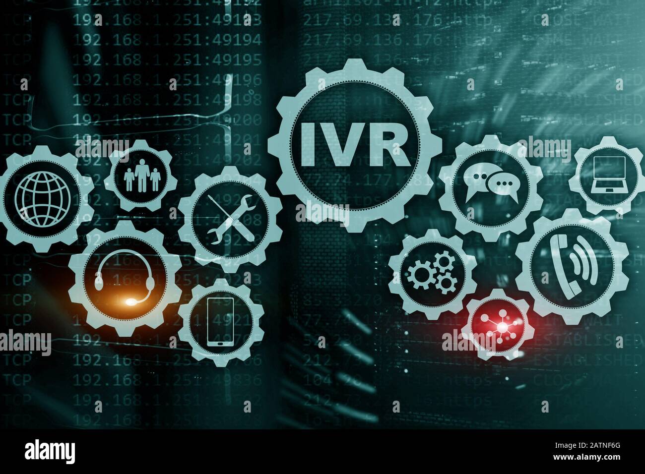 Réponse Vocale Interactive IVR. Concept d'affaires Centre d'appels Banque D'Images