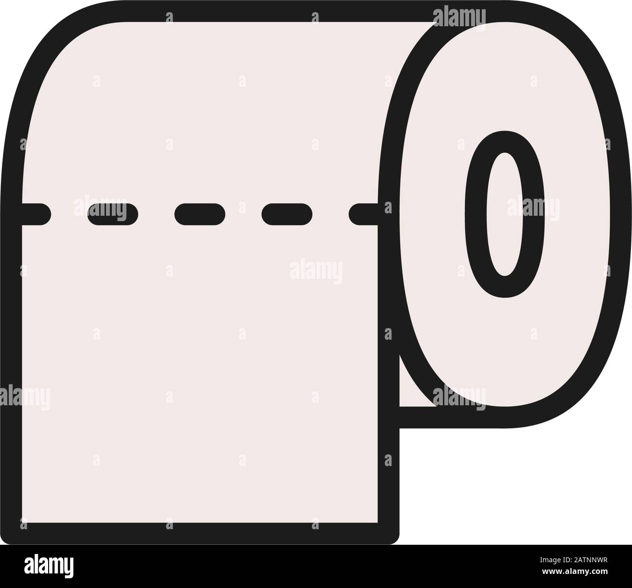 Papier toilette vectoriel, icône ligne de couleur plate salle de bains. Illustration de Vecteur