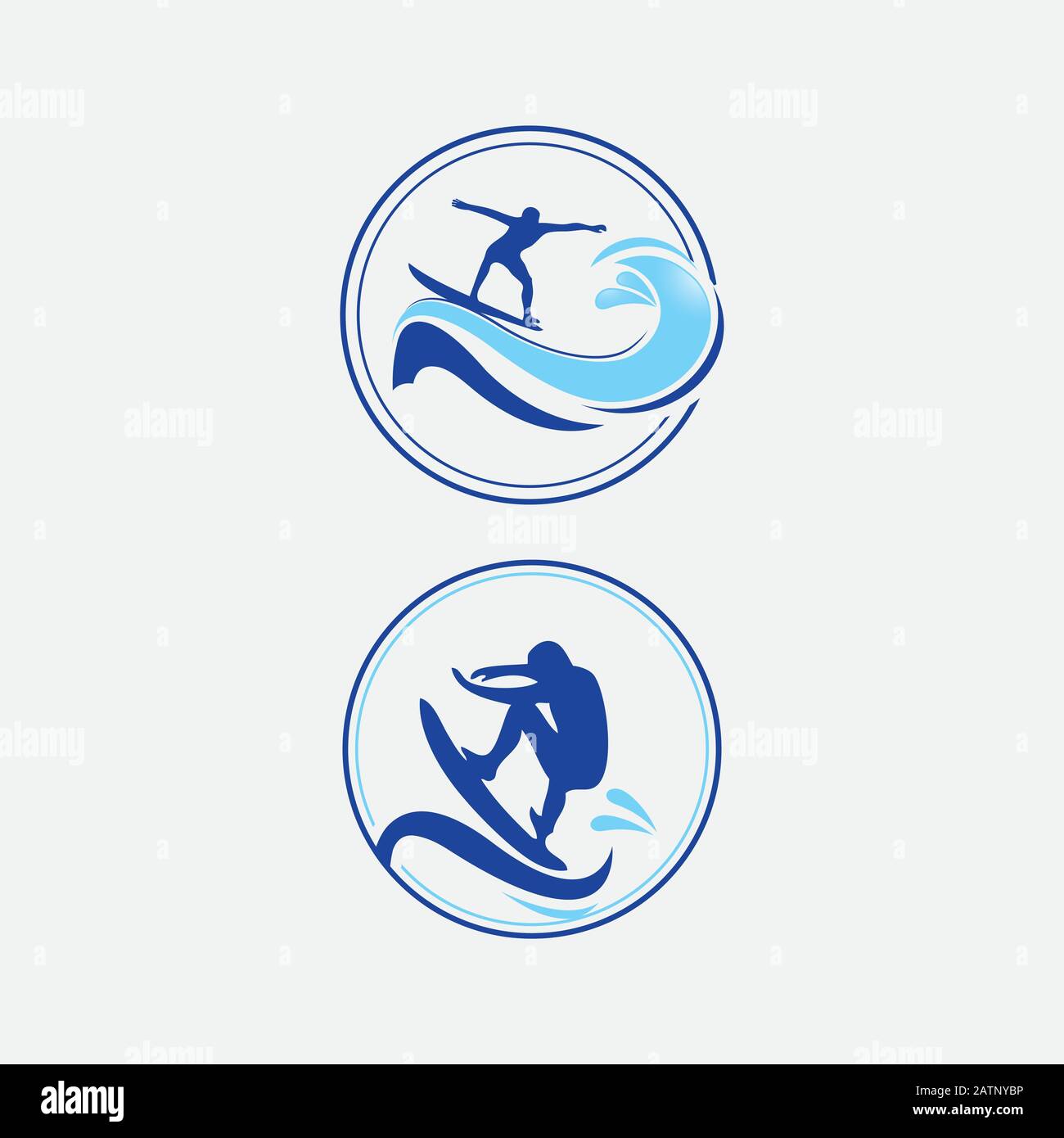 Surf sportif d'été, illustration de l'insigne de planche de surf de sport Illustration de Vecteur