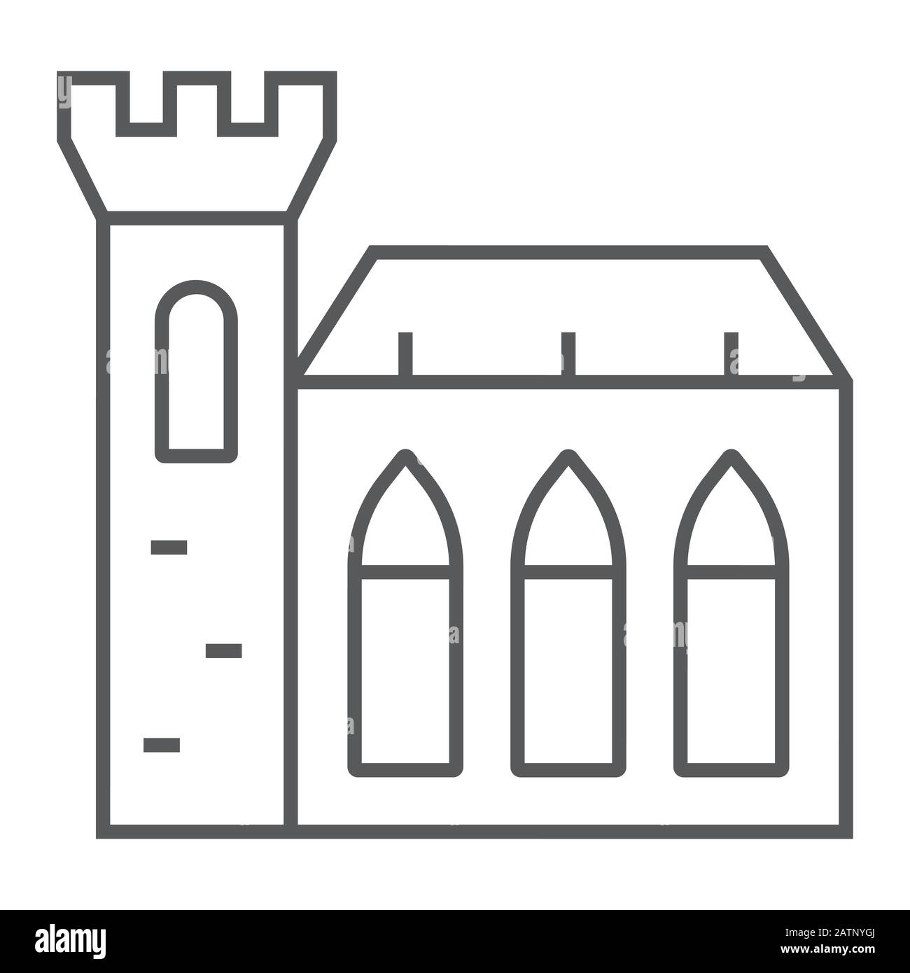 Icône de ligne mince du château de Dublin, jour et vacances du St patrick, panneau du château d'irlande, graphiques vectoriels, un modèle linéaire sur un fond blanc, eps 10. Illustration de Vecteur