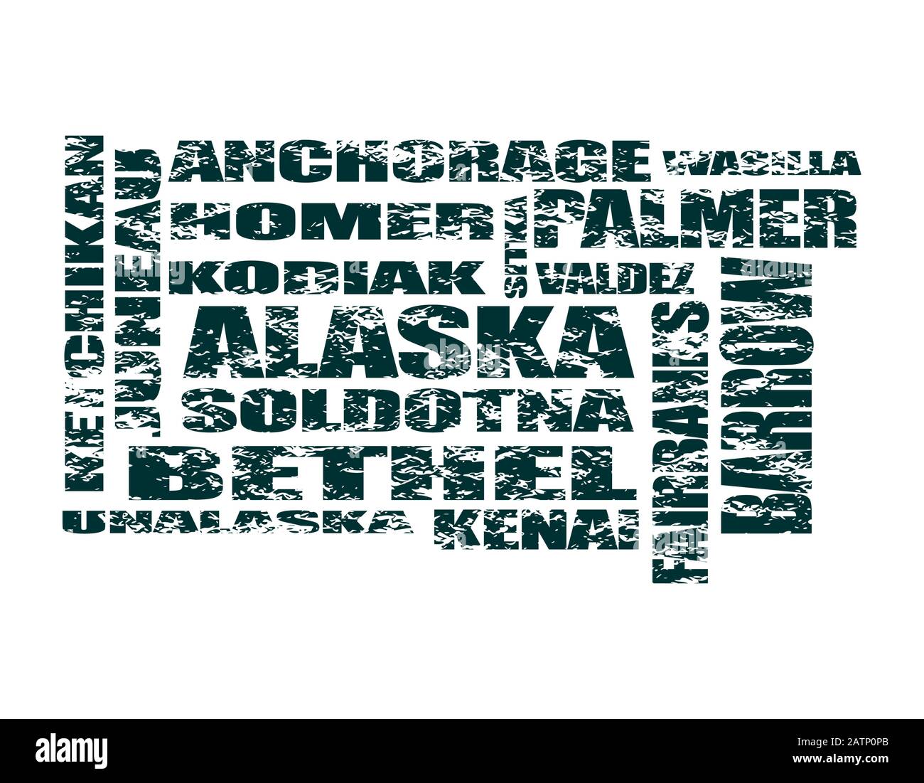 Liste des villes de l'état de l'Alaska Illustration de Vecteur