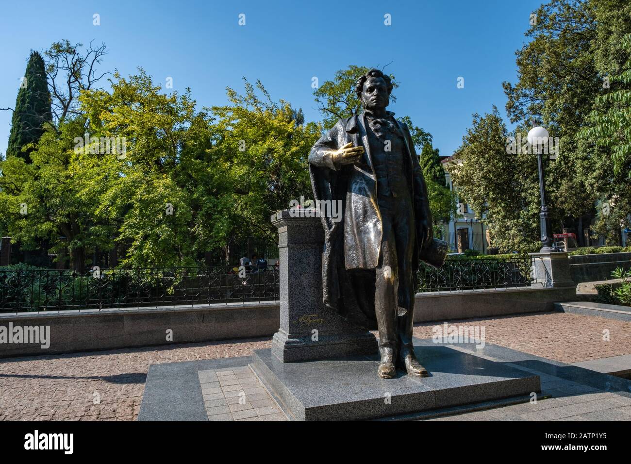 Monument au célèbre poète russe Alexander Sergeyevich Pouchkin à Yalta, Crimée. Banque D'Images