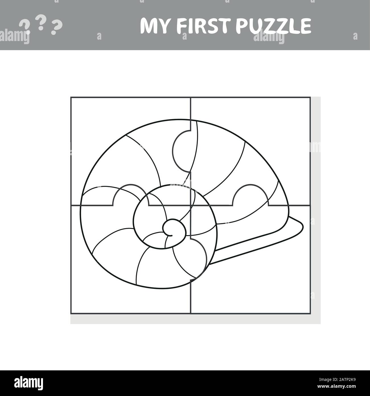 Jeu divertissant pour les enfants avec un puzzle en coque de mer dans une illustration vectorielle de la vie marine - mon premier puzzle et livre de coloriage Illustration de Vecteur