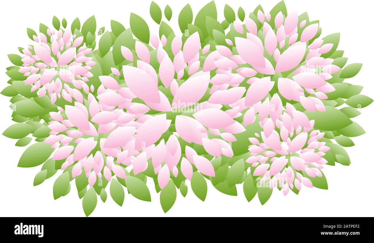 Fond de printemps avec feuilles vertes et fleurs roses. Illustration vectorielle. Illustration de Vecteur