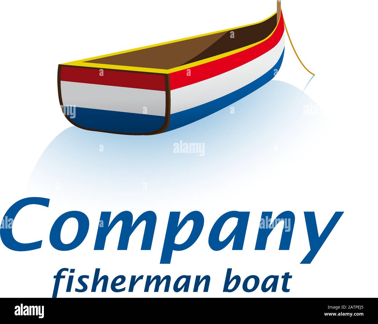 Bateau de pêcheur, illustration vectorielle isolée, sur l'eau calme Illustration de Vecteur