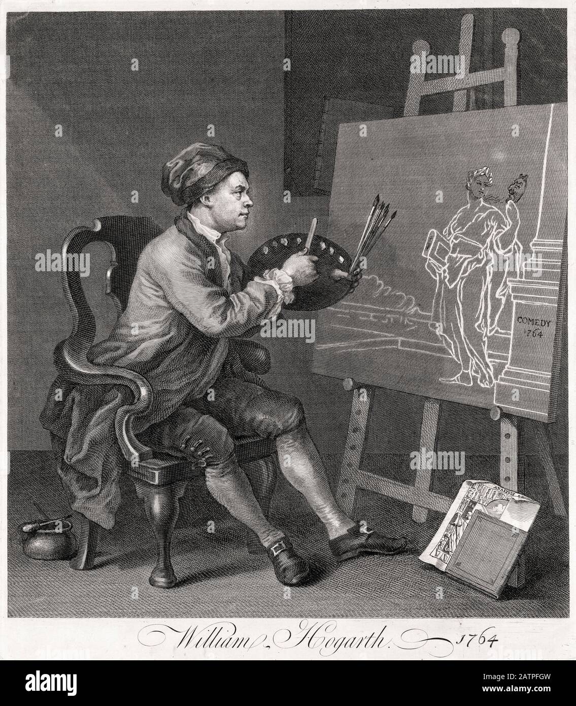 Hogarth Peinture La Comic Muse, William Hogarth, Gravure, 1764 Banque D'Images