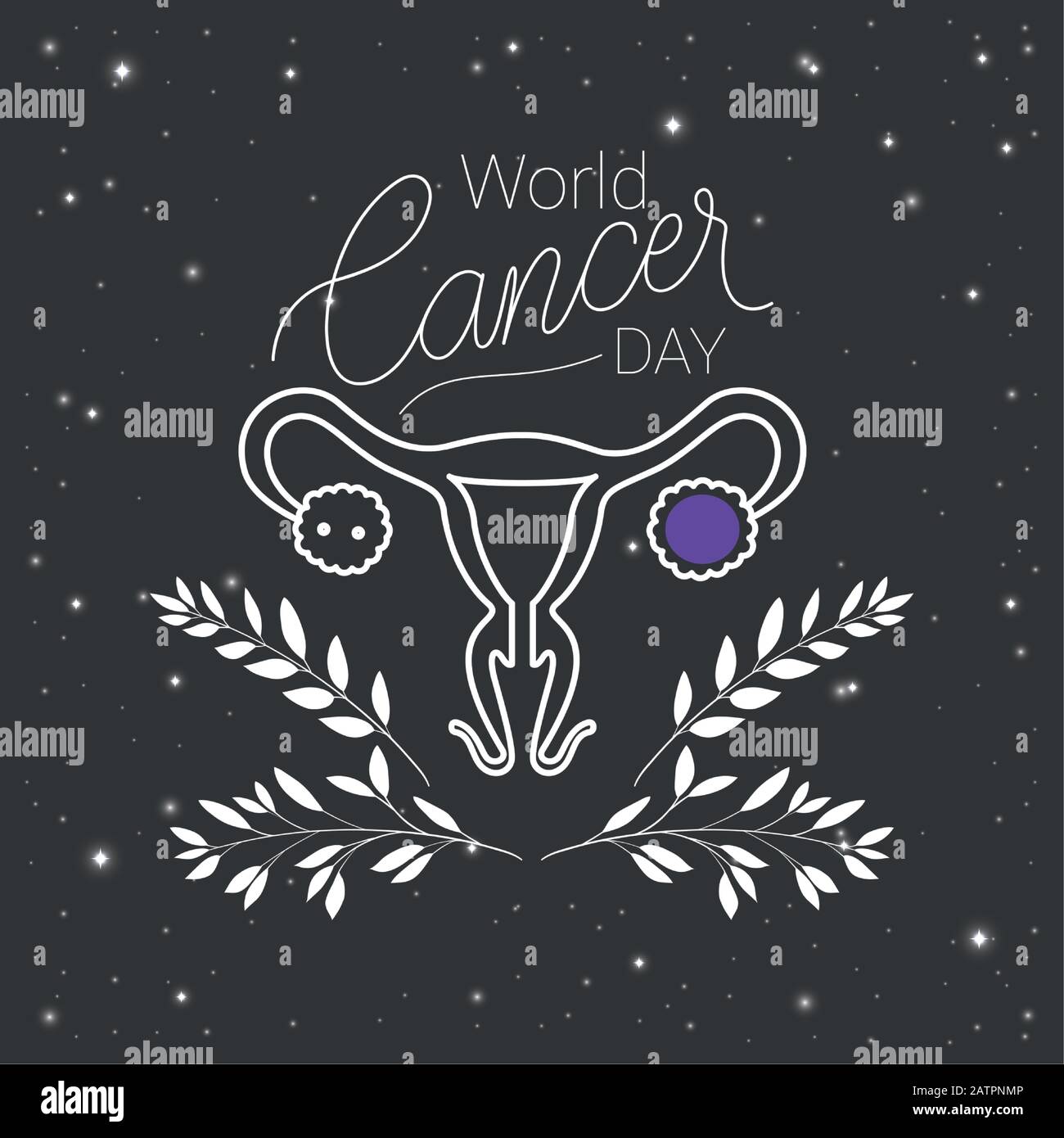 Tube de Fallope et feuilles de la conception de vecteur de jour de cancer du monde Illustration de Vecteur