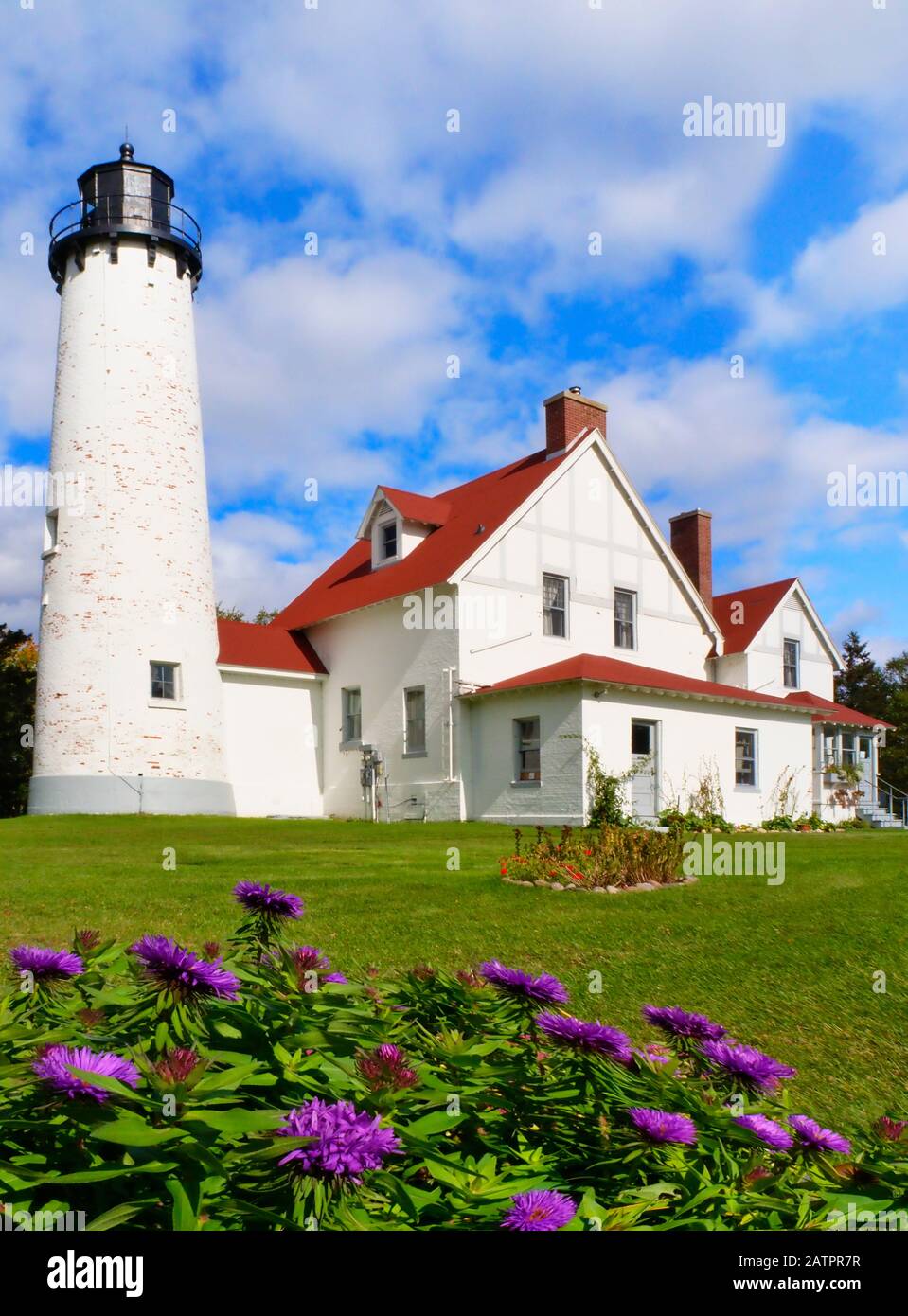 Phare De Point Iroquois, Upper Penninsula, Brimley, Michigan, États-Unis Banque D'Images