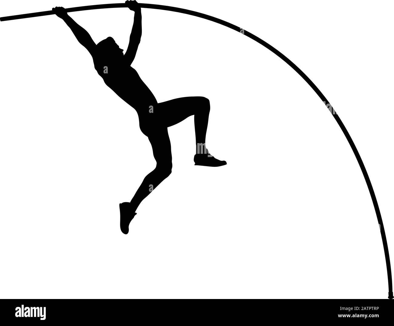 saut de poteau d'athlète mâle dans la silhouette noire de coffre-fort de poteau Illustration de Vecteur