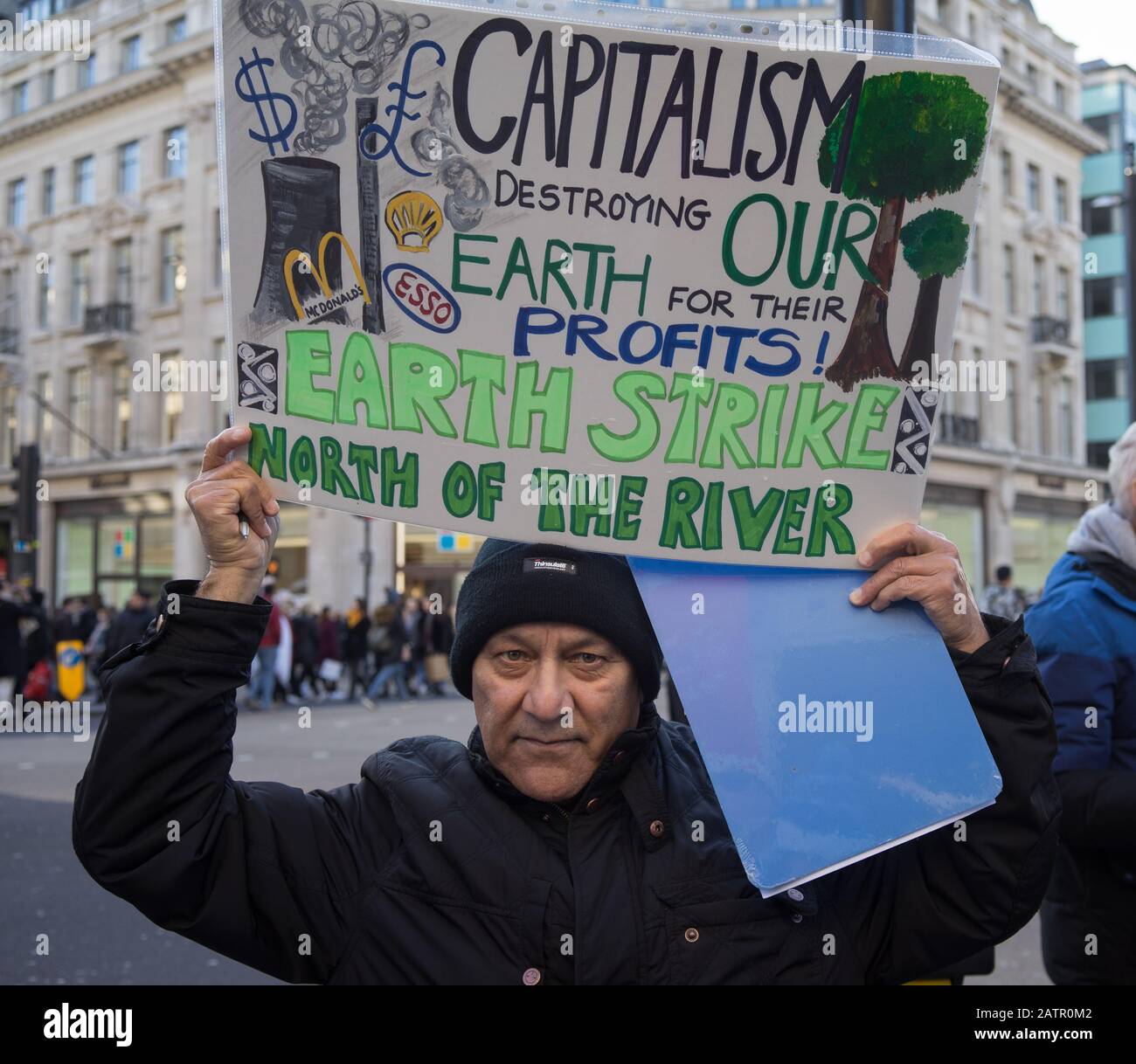 Protestation contre Le Capitalisme sur Oxford Street à Londres Banque D'Images