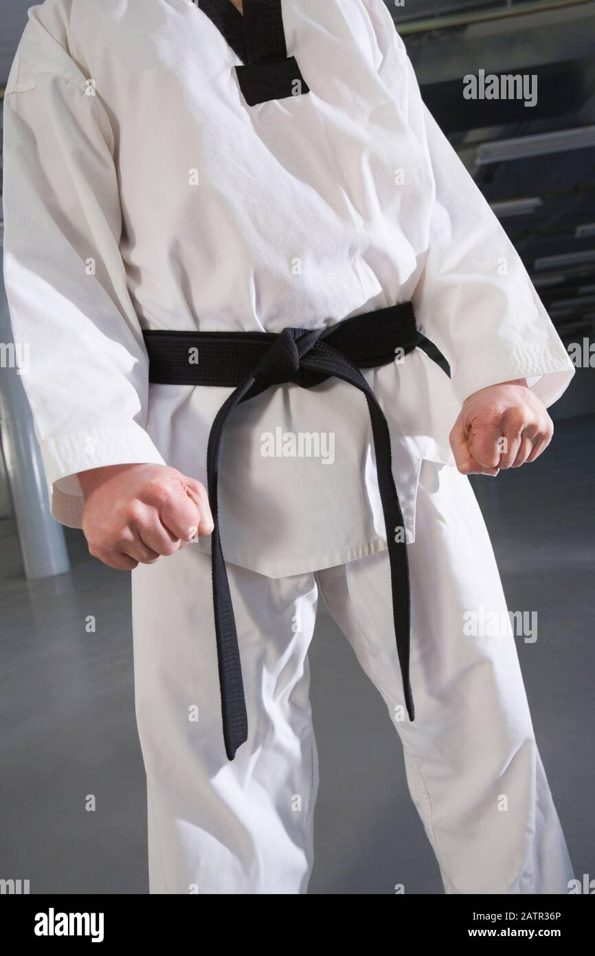 Man practicing karate Banque D'Images