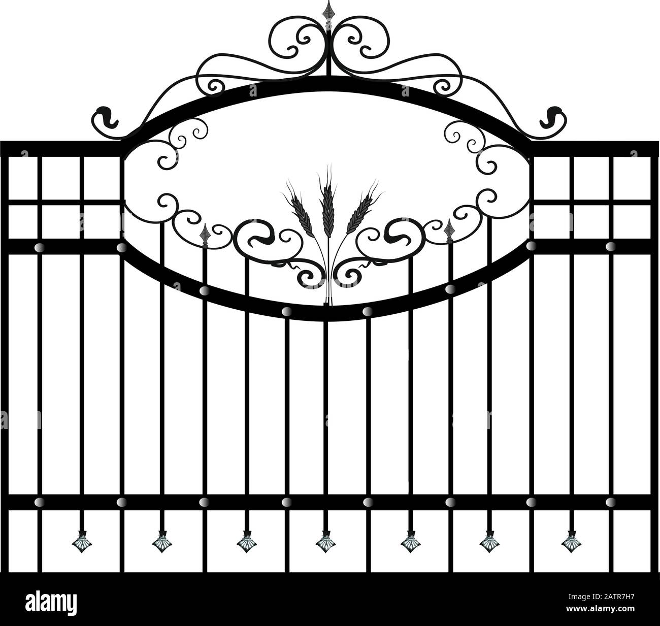 Esquisse de portes forgées. Forgeage artistique. Porte en fer. Illustration vectorielle isolée sur fond blanc. Extérieur. Porte de jardin. Illustration de Vecteur