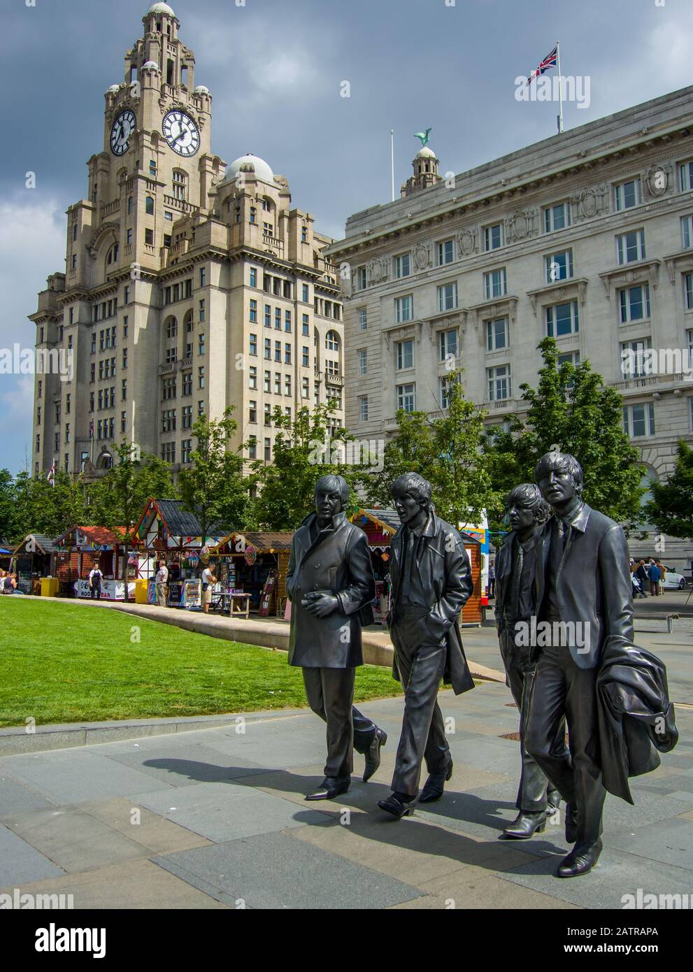 La Statue Des Beatles À Pierhead Banque D'Images