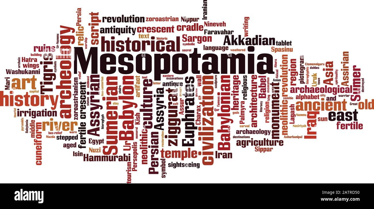 Concept de nuage de mots de Mésopotamie. Collage de mots sur Mésopotamie. Illustration vectorielle Illustration de Vecteur
