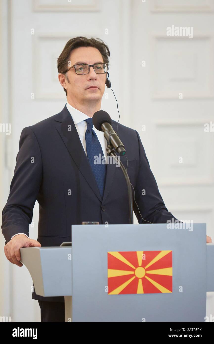 Varsovie, Mazovian, Pologne. 4 février 2020. Visite officielle du Président de la Macédoine du Nord STEVO PENDAROVSKI - déclarations du Président de la République de Pologne ANDRZEJ DUDA et du Président de la Macédoine du Nord STEVO PENDAROVSKI.in la photo: Stevo PENDAROVSKI Credit: Hubert Mathis/ZUMA Wire/Alay Live News Banque D'Images