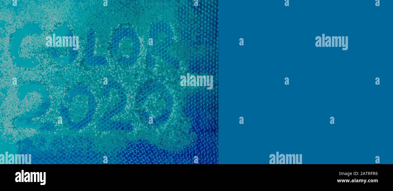 Bannière conçue teintée de couleur bleu tendance 2020 classique avec inscription. Couleur tendance Banque D'Images