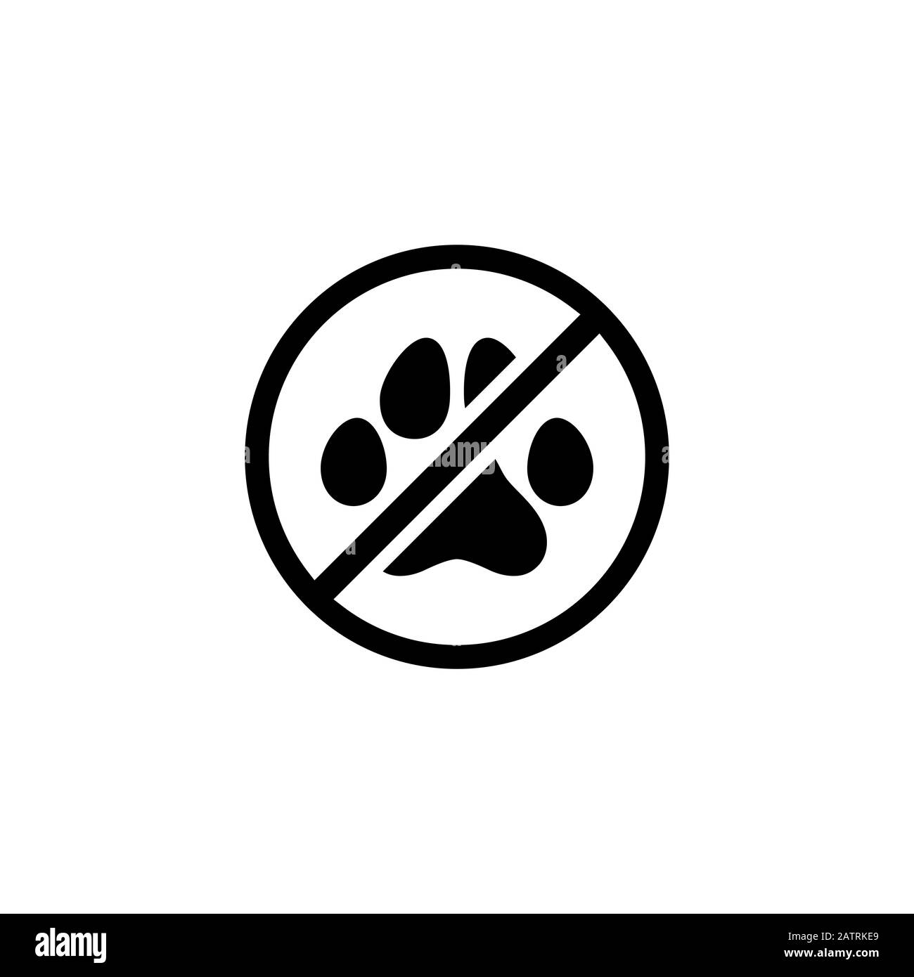 trace noire de chat ou de chien dans un cercle croisé. Signe interdit, non autorisé. Pas de concept animal. Illustration de Vecteur