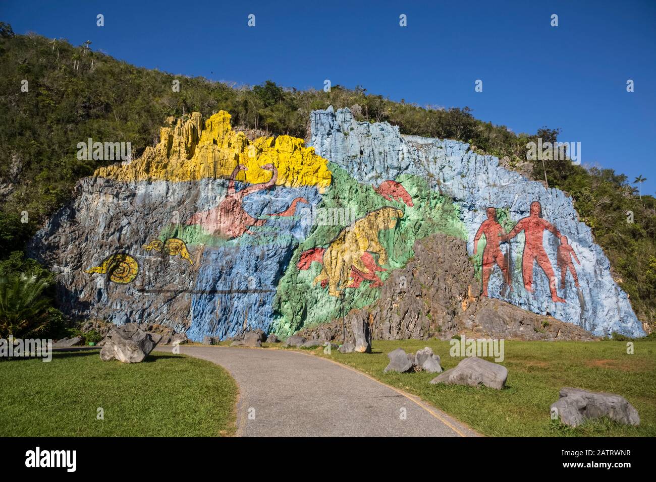 Fresque de Préhistoire, Vallée de Vinales ; Cuba Banque D'Images