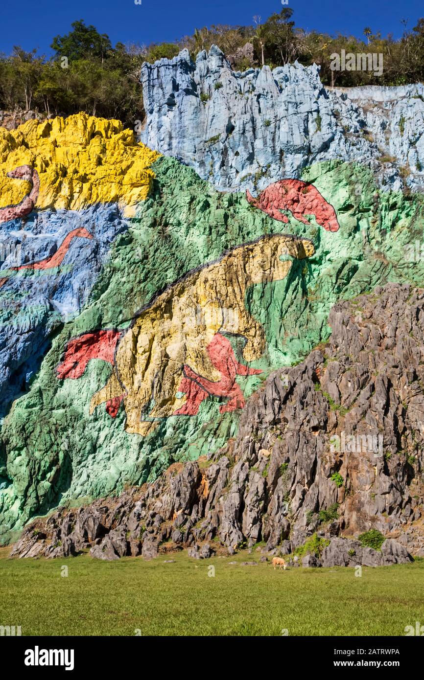 Fresque de Préhistoire, Vallée de Vinales ; Cuba Banque D'Images