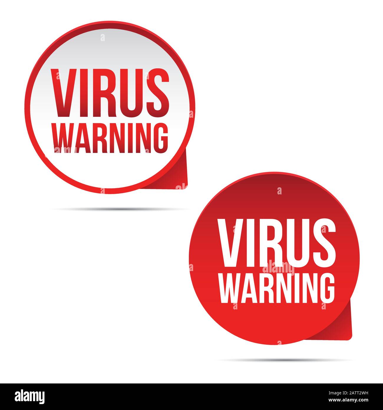 Étiquette de signe d'avertissement de virus rouge Illustration de Vecteur