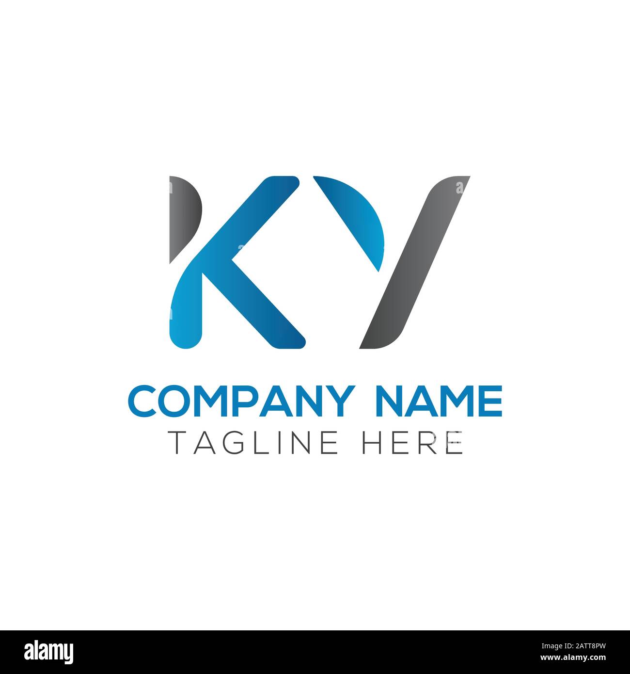 Modèle vectoriel de conception de logo KY de l'alphabet initial. Lettre Abstraite Logo Lié Ky Illustration de Vecteur