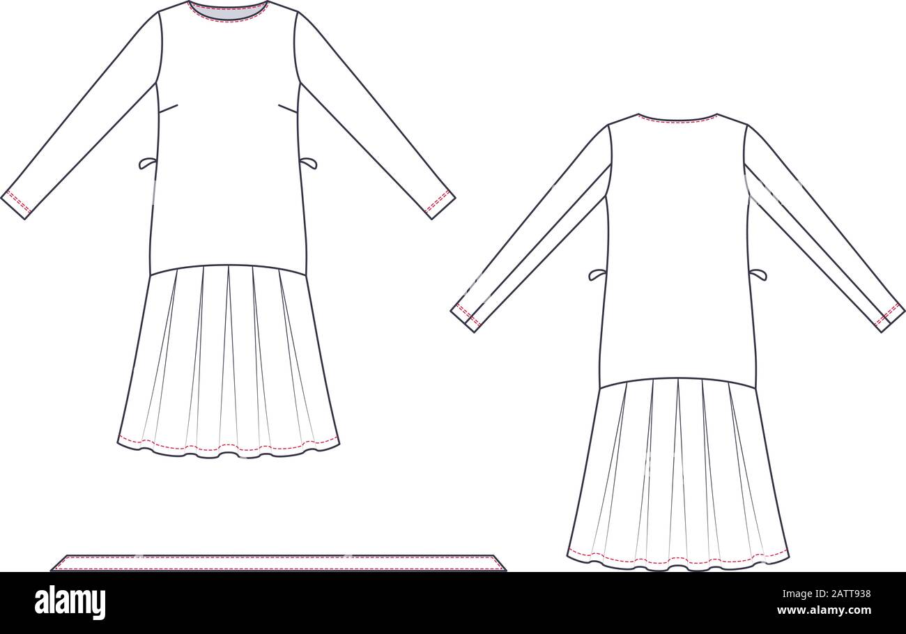 Dessin technique de la robe de chambre. Modèle de mode. Illustration de Vecteur