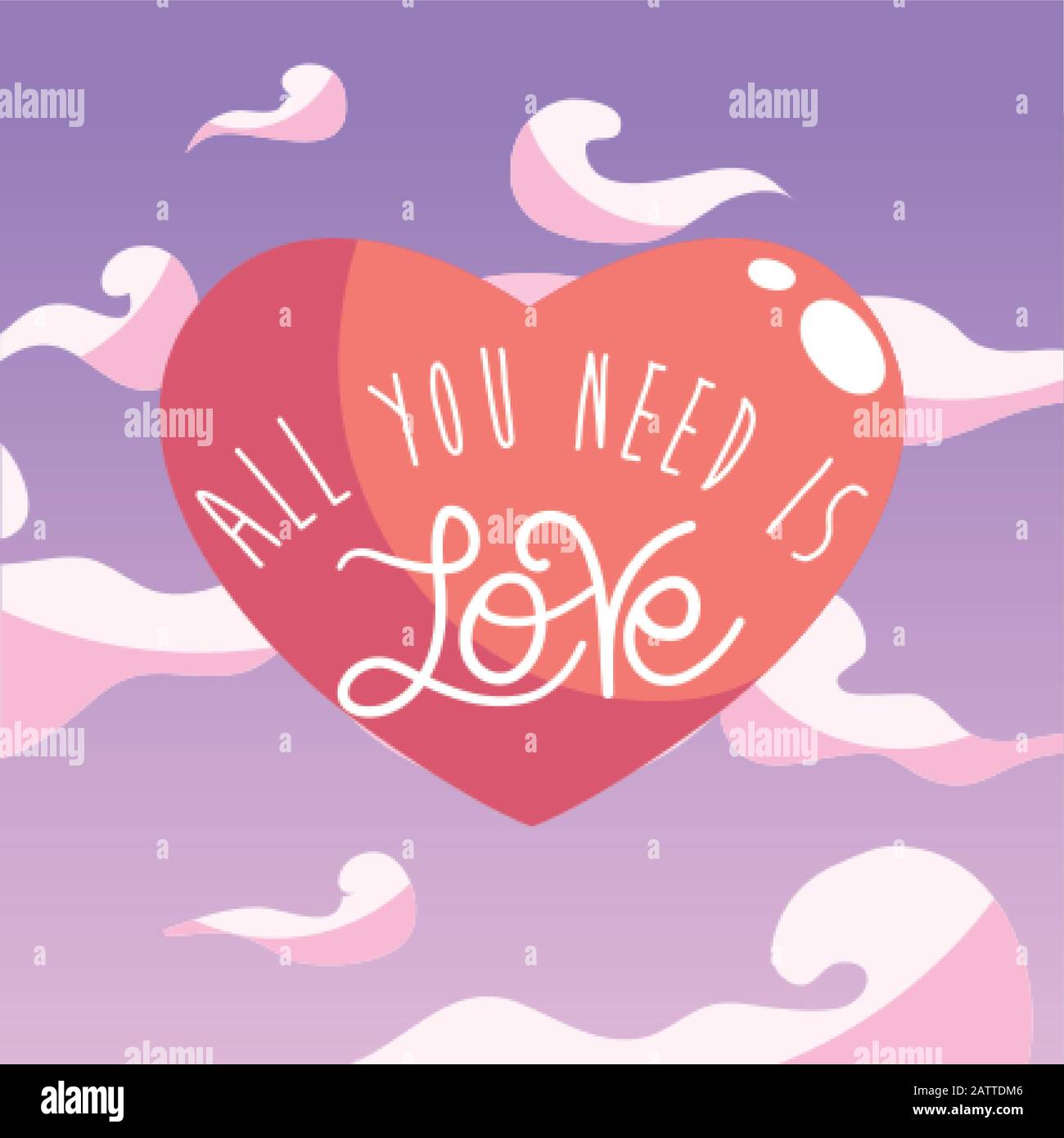 Tout ce dont vous avez besoin est texte d'amour au coeur de la conception de Passion romantique valentines jour mariage décoration et mariage thème illustration vectorielle Illustration de Vecteur