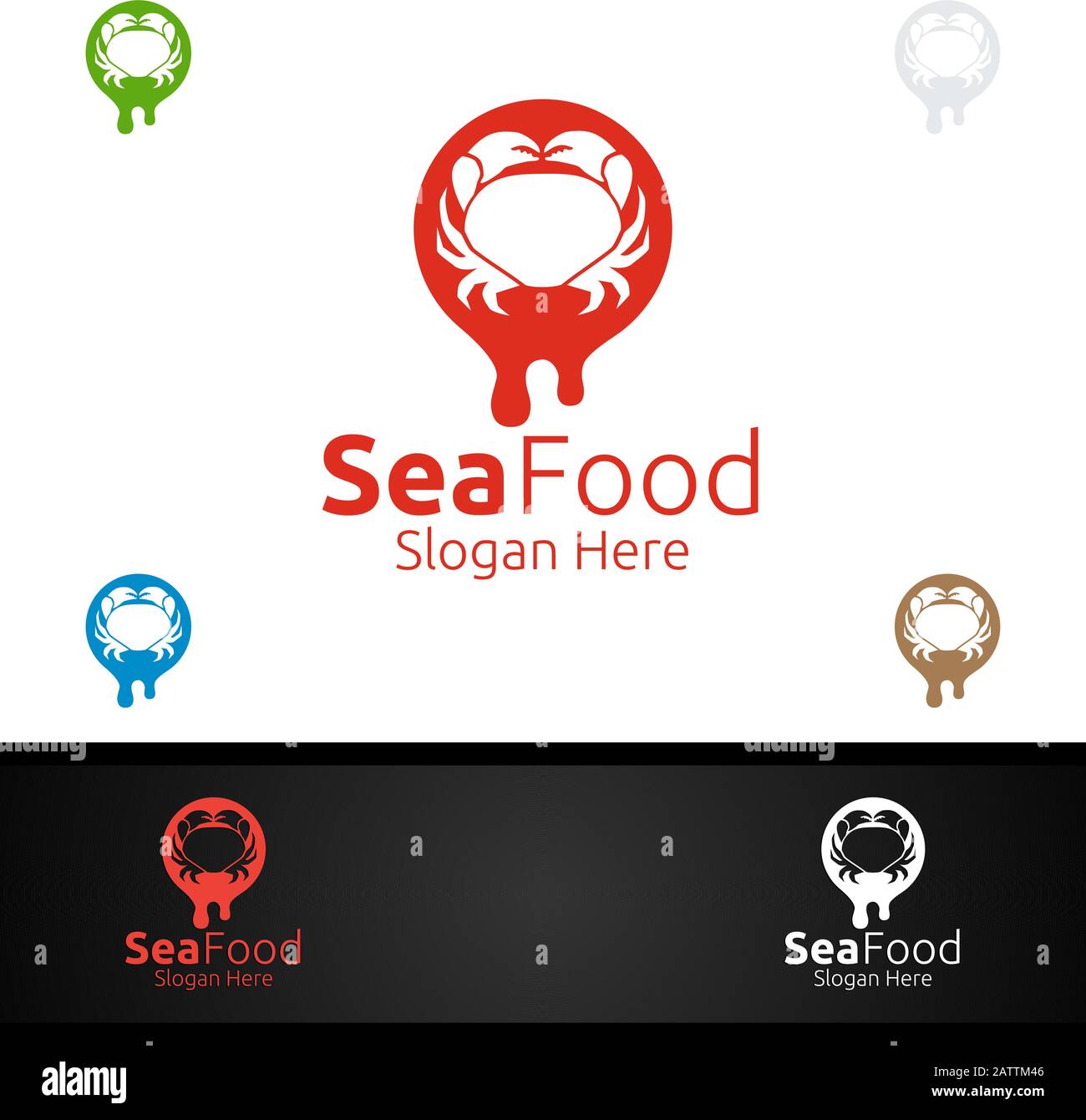 Logo crabe des fruits de mer pour le restaurant ou le café Illustration de Vecteur