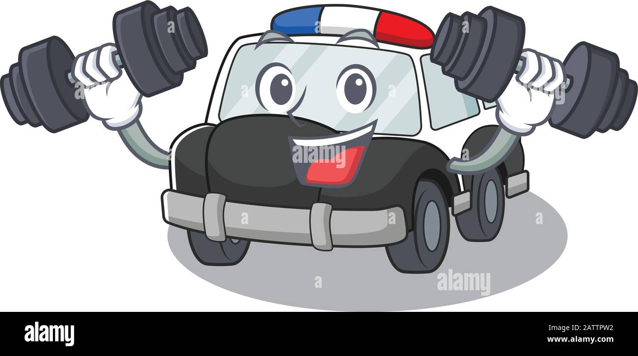 Sport exercice physique police voiture mascotte design utilisant des cloches Illustration de Vecteur